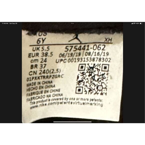 COPY - Nike Air Jordan 1 Retro High OG BG “Bloodline” 575441-062 6Y/Women’s 7.5 - Picture 8 of 9